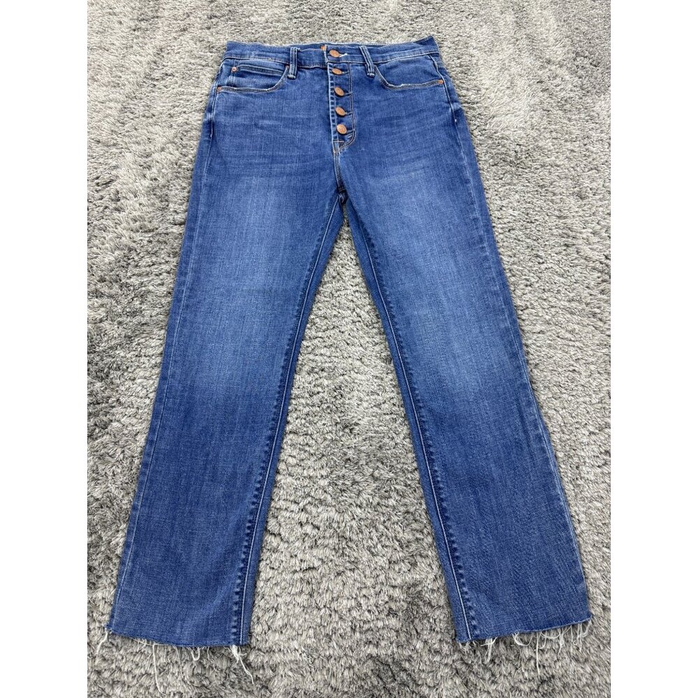 Mother Jeans Womens 28 The Insider Ankle Fray Button Fly Raw Hem High Rise Denim